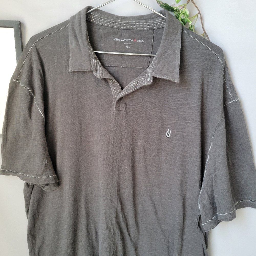 John Varvatos Short Sleeve Polo Shirt Gray XXL - Picture 5 of 14